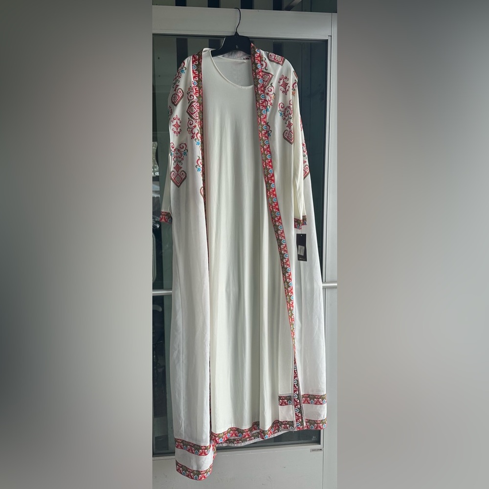 White Colorful Tatreez Embroidered Dress